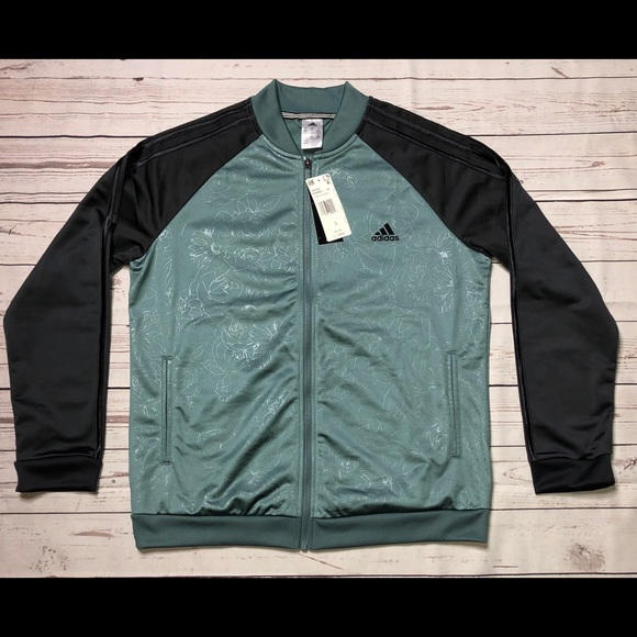 adidas floral track jacket green